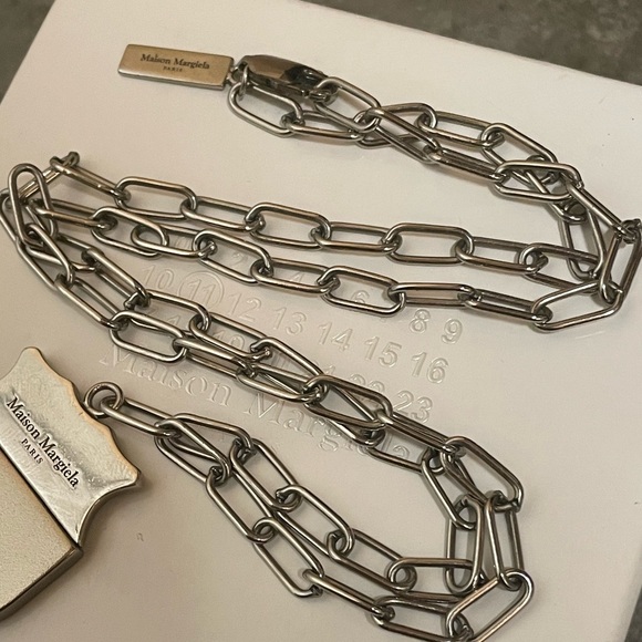 Margiela Silver Shield Logo Necklace - Picture 7 of 10